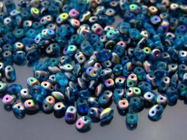 20g MATUBO™ Beads SuperDuo Aquamarine Vitrail Matte beads mouse