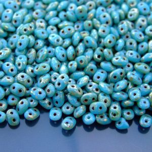 10g SuperDuo Beads Blue Turquoise Picasso Silver Michael's UK Jewellery