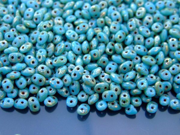 10g SuperDuo Beads Blue Turquoise Picasso Silver Michael's UK Jewellery
