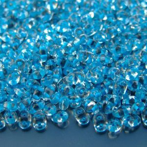 10g SuperDuo Beads Crystal Aqua Lined Michael's UK Jewellery