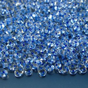 10g SuperDuo Beads Crystal Blue Lined Michael's UK Jewellery