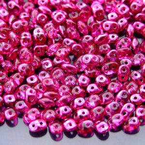 20g MATUBO™ Beads SuperDuo Metalust Half Hot Pink Crystal S25733CR beads mouse