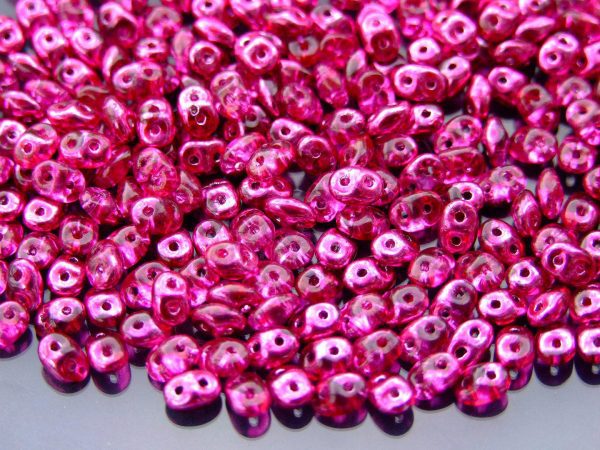 20g MATUBO™ Beads SuperDuo Metalust Half Hot Pink Crystal S25733CR beads mouse