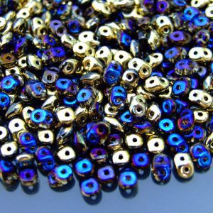 10g SuperDuo Beads Jet California Blue Gold Michael's UK Jewellery