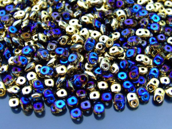 10g SuperDuo Beads Jet California Blue Gold Michael's UK Jewellery