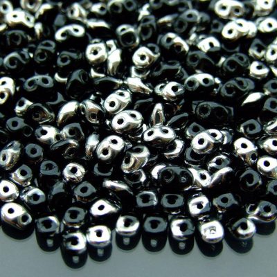 20g MATUBO™ beads SuperDuo Jet Silver Labrador S23980 beads mouse
