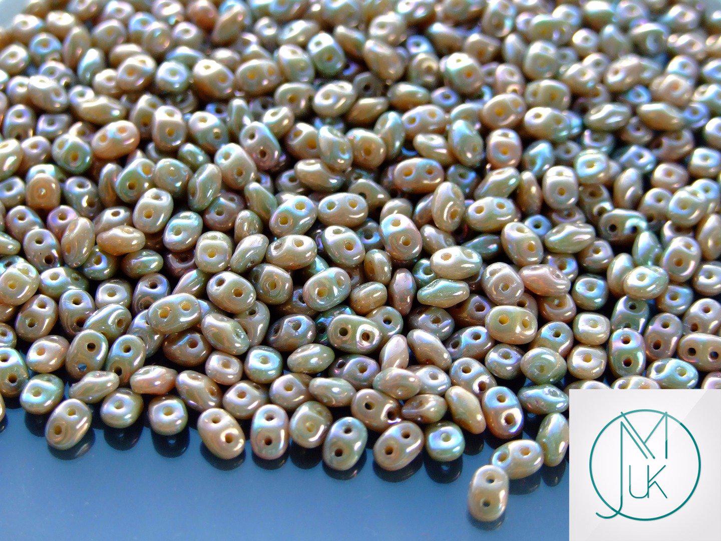 10g SuperDuo Beads Nebula Opaque Beige Michael's UK Jewellery