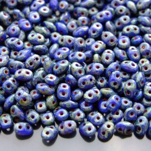 20g MATUBO™ Beads SuperDuo Picasso Blue Opaque T33050 beads mouse