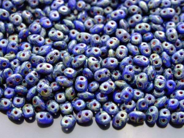 20g MATUBO™ Beads SuperDuo Picasso Blue Opaque T33050 beads mouse