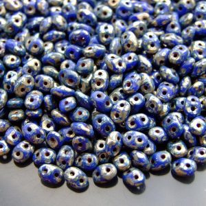 20g MATUBO™ Beads SuperDuo Picasso Silver Opaque Blue TP33050 beads mouse
