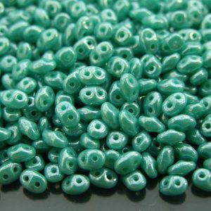 10g SuperDuo Beads Opaque Green Turquoise Luster Michael's UK Jewellery