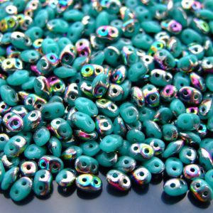 20g MATUBO™ Beads SuperDuo Opaque Vitrail Green Turquoise V63130 beads mouse