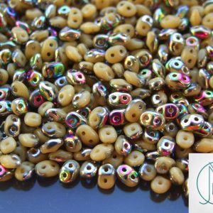 10g SuperDuo Beads Opaque Ivory Vitrail Michael's UK Jewellery