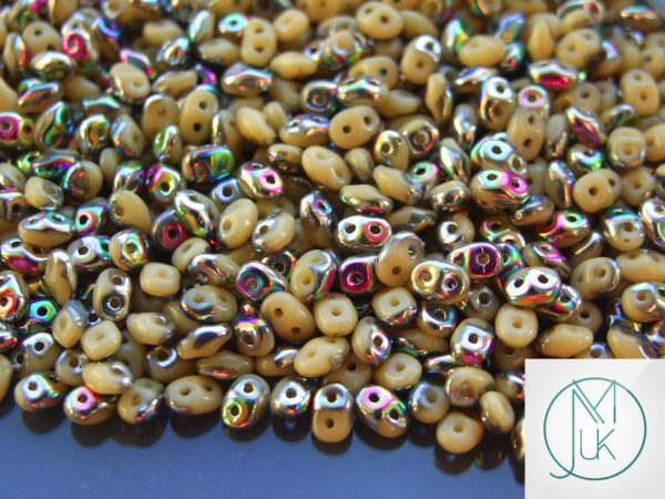 10g SuperDuo Beads Opaque Ivory Vitrail Michael's UK Jewellery