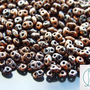 10g SuperDuo Beads Opaque Jet Black Tweedy Copper Michael's UK Jewellery