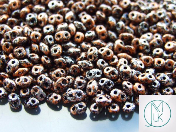 10g SuperDuo Beads Opaque Jet Black Tweedy Copper Michael's UK Jewellery