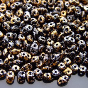20g MATUBO™ Beads SuperDuo Tweedy Gold Opaque Jet Black 45704JT beads mouse