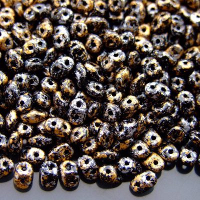 20g MATUBO™ Beads SuperDuo Tweedy Gold Opaque Jet Black 45704JT beads mouse