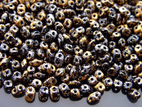 20g MATUBO™ Beads SuperDuo Tweedy Gold Opaque Jet Black 45704JT beads mouse