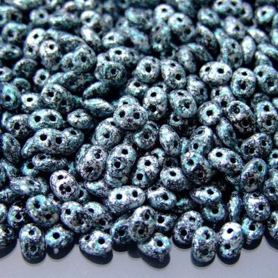 20g MATUBO™ Beads SuperDuo Tweedy Green Opaque Jet Black 45707JT beads mouse