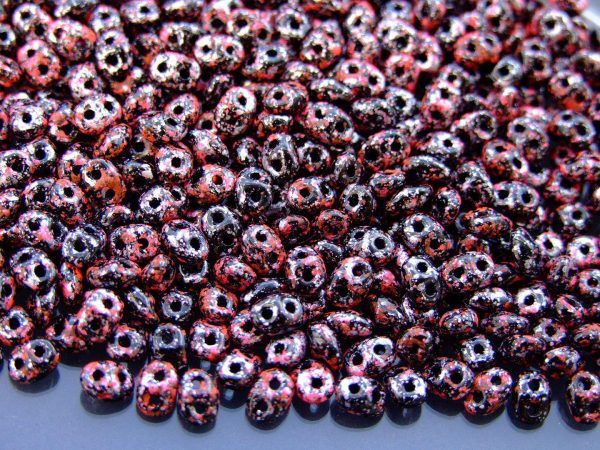 20g MATUBO™ Beads SuperDuo Tweedy Pink Opaque Jet Black 45708JT beads mouse