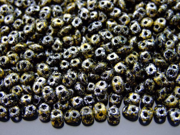 20g MATUBO™ Beads SuperDuo Tweedy Yellow Op. Jet Black 45701JT beads mouse