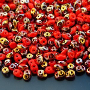 20g MATUBO™ Beads SuperDuo Red Capri Gold Opaque C93200 beads mouse