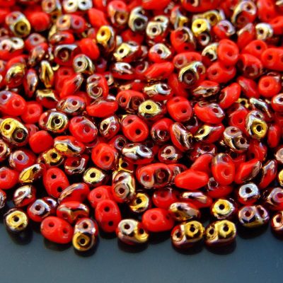 20g MATUBO™ Beads SuperDuo Red Capri Gold Opaque C93200 beads mouse