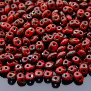 10g SuperDuo Beads Opaque Red Picasso Michael's UK Jewellery