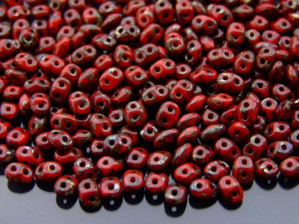 10g SuperDuo Beads Opaque Red Picasso Michael's UK Jewellery