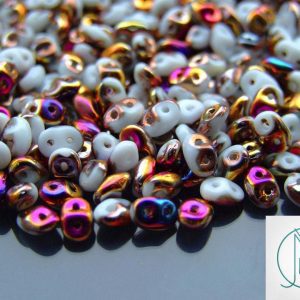 10g SuperDuo Beads Opaque White Sliperit Michael's UK Jewellery