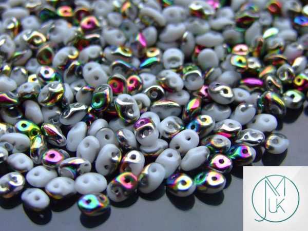 10g SuperDuo Beads Opaque White Vitrail Michael's UK Jewellery