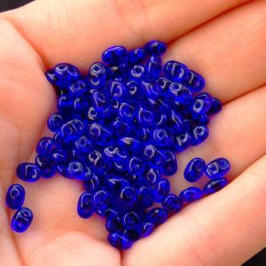 10g SuperDuo Beads Transparent Cobalt Blue Michael's UK Jewellery