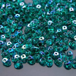 20g MATUBO™ Beads SuperDuo AB Emerald Transparent Green beads mouse