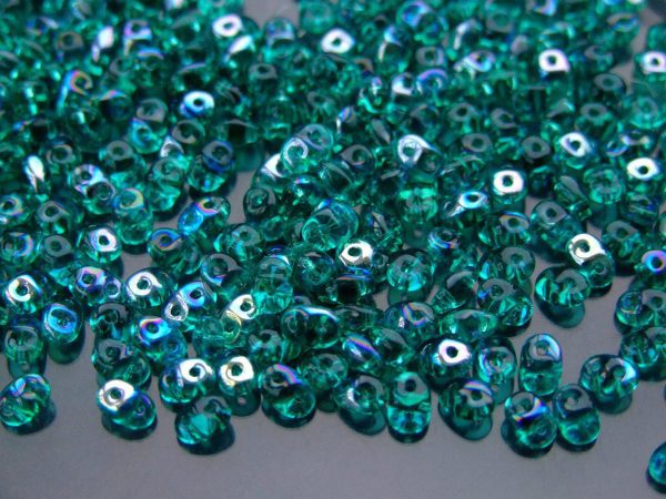 20g MATUBO™ Beads SuperDuo AB Emerald Transparent Green beads mouse
