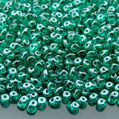 20g MATUBO™ Beads SuperDuo Luster Emerald Tr. Green beads mouse