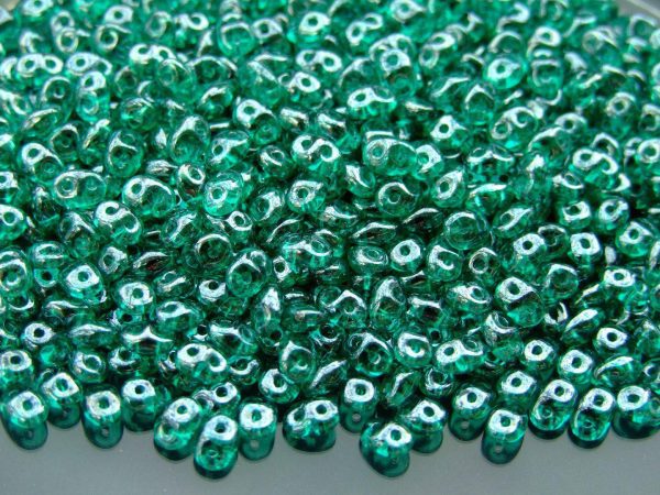 20g MATUBO™ Beads SuperDuo Luster Emerald Tr. Green beads mouse
