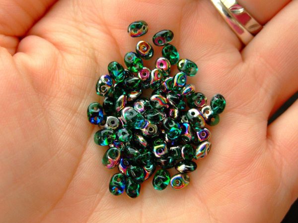 10g SuperDuo Beads Transparent Emerald Vitrail Michael's UK Jewellery