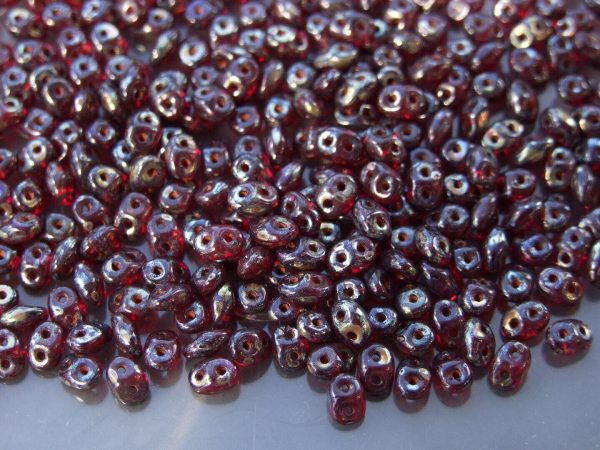 20g MATUBO™ Beads SuperDuo Picasso Silver Ruby Transparent TP90080 beads mouse