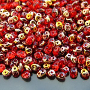 20g MATUBO™ Beads SuperDuo Siam Ruby Capri Gold Tr. C90080 beads mouse
