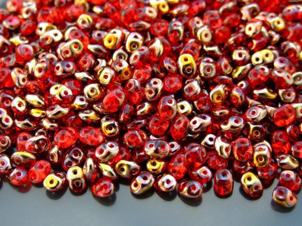 20g MATUBO™ Beads SuperDuo Siam Ruby Capri Gold Tr. C90080 beads mouse
