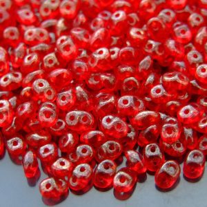 10g SuperDuo Beads Transparent Siam Ruby Gold Luster Michael's UK Jewellery