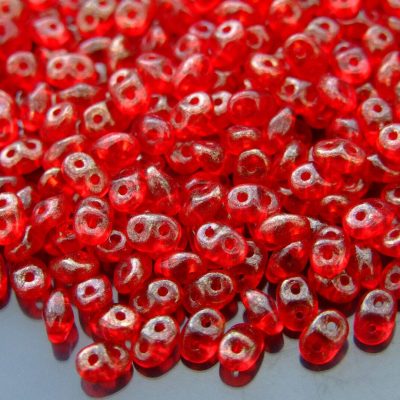 20g MATUBO™ Beads SuperDuo Luster Siam Ruby Gold GM90080 beads mouse