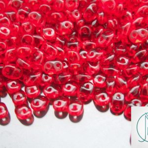 10g SuperDuo Beads Transparent Siam Ruby Michael's UK Jewellery