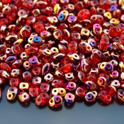 20g MATUBO™ Beads SuperDuo Sliperit Siam Ruby Transparent ZE90080 beads mouse