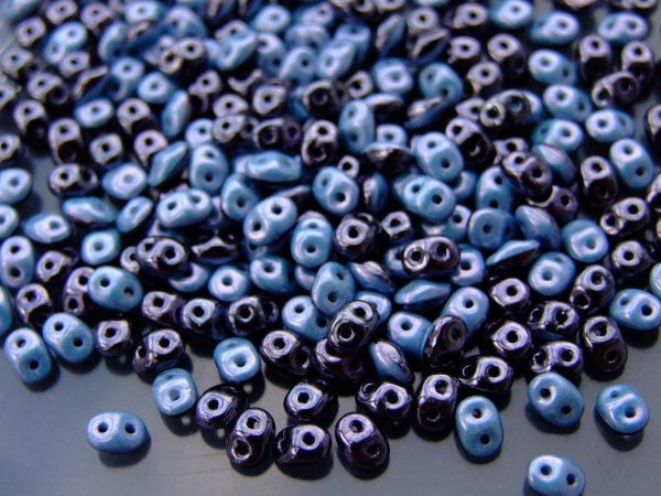 10g SuperDuo Duets Beads Hematite Chalk Blue Luster Michael's UK Jewellery