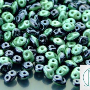10g SuperDuo Duets Beads Hematite Chalk Green Luster Michael's UK Jewellery