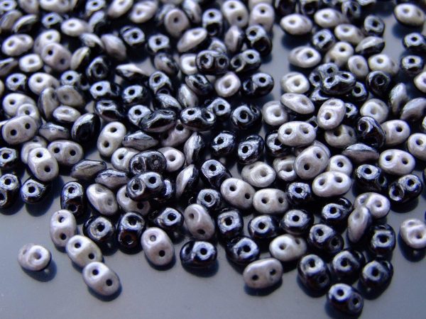 10g SuperDuo Duets Beads Hematite Chalk Grey Luster Michael's UK Jewellery