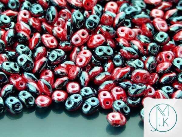 10g SuperDuo Duets Beads Hematite Red Luster Michael's UK Jewellery
