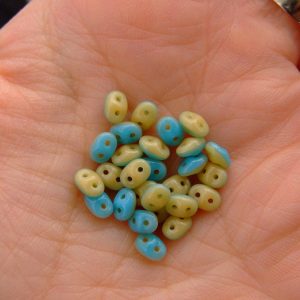 10g SuperDuo Duets Beads Opaque Blue Turquoise Ivory Michael's UK Jewellery